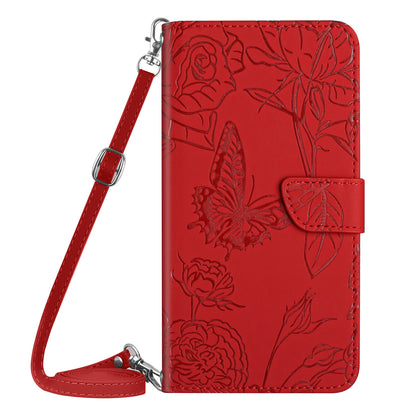 HT03 Wallet Phone Case for Xiaomi Poco F5 Pro 5G / Redmi K60 5G / K60 Pro 5G , Butterfly Flowers Imprinted PU Leather Stand Cover with Shoulder Strap