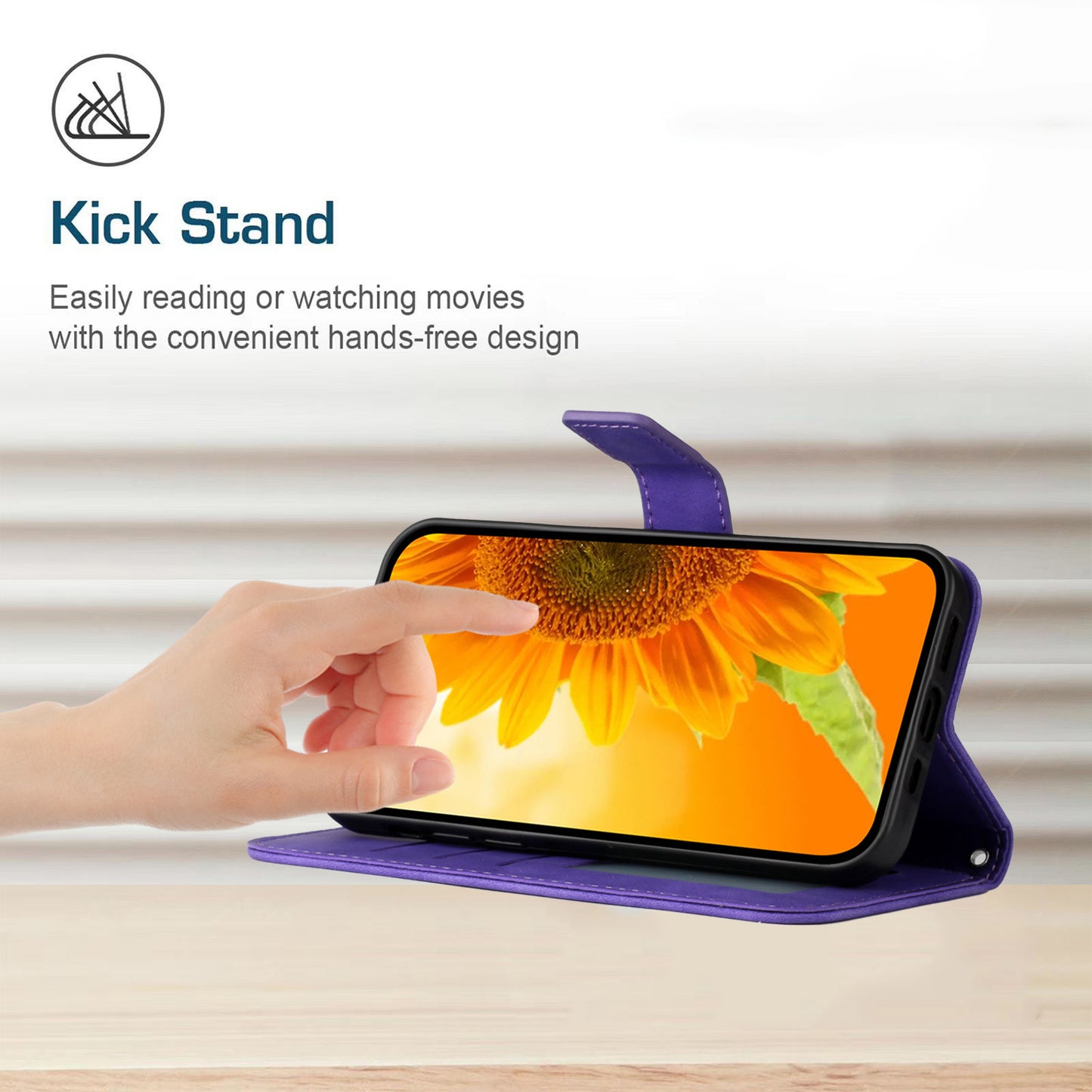 HT04 Wallet Flip Cover for Xiaomi Poco F5 Pro 5G / Redmi K60 5G / K60 Pro 5G , PU Leather Stand Sunflower Pattern Imprinted Phone Case with Shoulder Strap