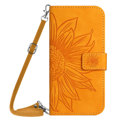HT04 Wallet Flip Cover for Xiaomi Poco F5 Pro 5G / Redmi K60 5G / K60 Pro 5G , PU Leather Stand Sunflower Pattern Imprinted Phone Case with Shoulder Strap