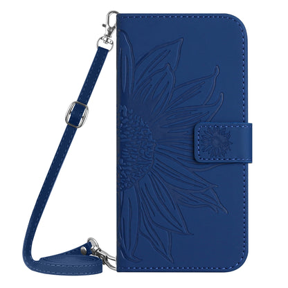 HT04 Wallet Flip Cover for Xiaomi Poco F5 Pro 5G / Redmi K60 5G / K60 Pro 5G , PU Leather Stand Sunflower Pattern Imprinted Phone Case with Shoulder Strap