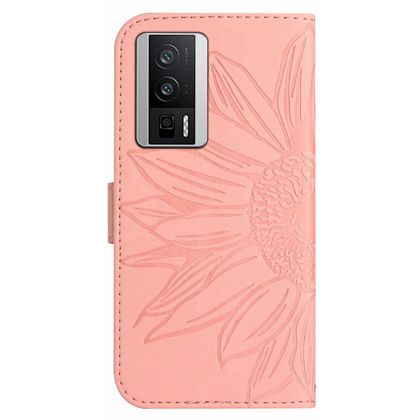 HT04 Wallet Flip Cover for Xiaomi Poco F5 Pro 5G / Redmi K60 5G / K60 Pro 5G , PU Leather Stand Sunflower Pattern Imprinted Phone Case with Shoulder Strap