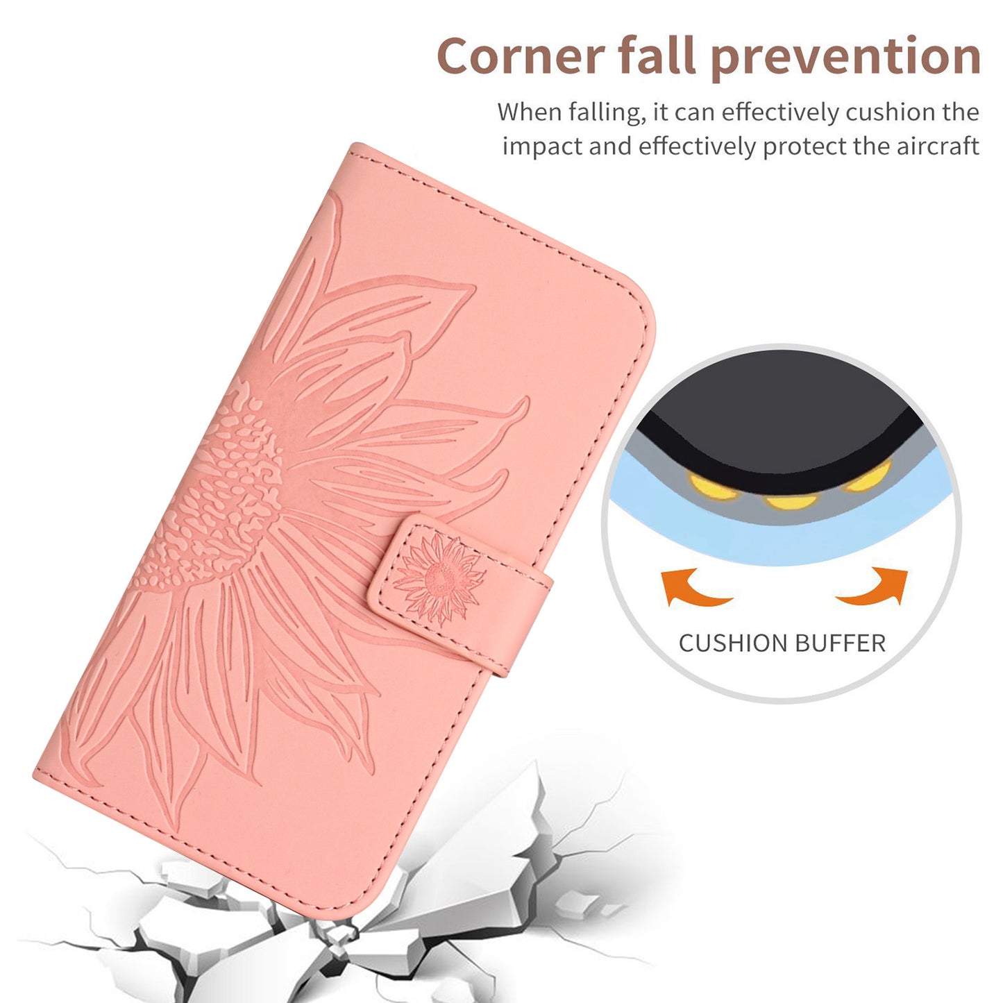 HT04 Wallet Flip Cover for Xiaomi Poco F5 Pro 5G / Redmi K60 5G / K60 Pro 5G , PU Leather Stand Sunflower Pattern Imprinted Phone Case with Shoulder Strap