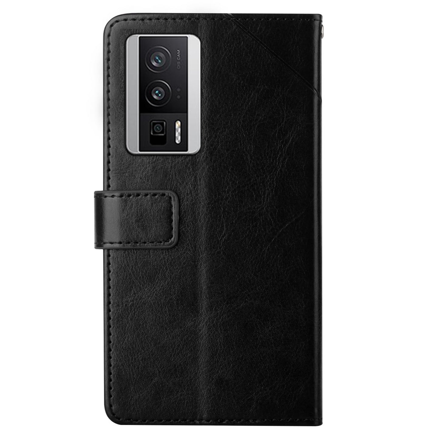 HT01 PU Leather Case for Xiaomi Poco F5 Pro 5G / Redmi K60 5G / K60 Pro 5G , Stand Wallet Y-shaped Line Imprinting Phone Cover