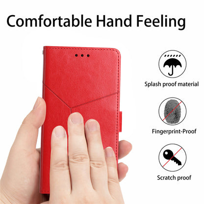 HT01 PU Leather Case for Xiaomi Poco F5 Pro 5G / Redmi K60 5G / K60 Pro 5G , Stand Wallet Y-shaped Line Imprinting Phone Cover