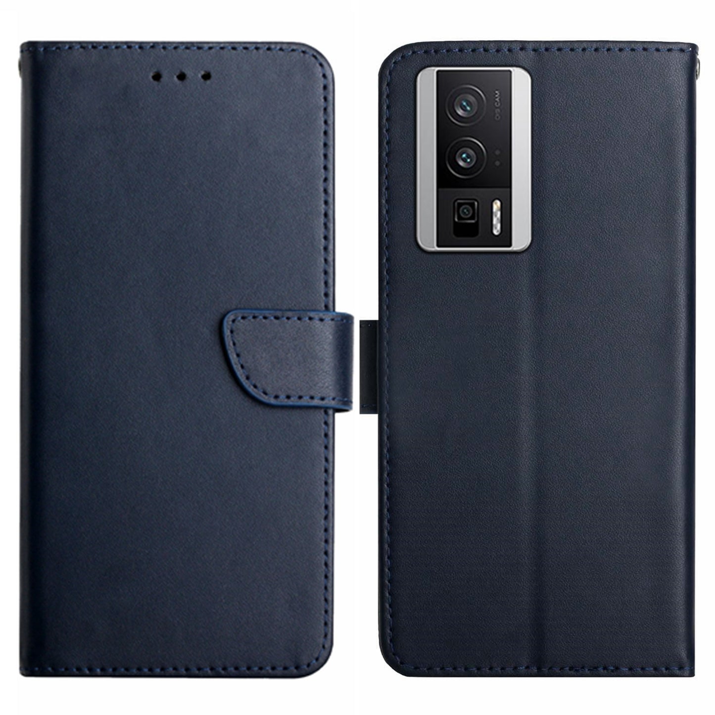 HT02 Wallet Phone Case for Xiaomi Poco F5 Pro 5G / Redmi K60 5G / K60 Pro 5G , Genuine Cow Leather Nappa Texture Stand Cover