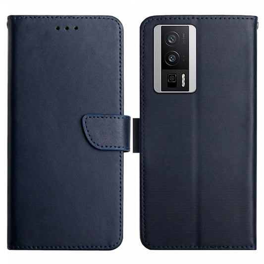 HT02 Wallet Phone Case for Xiaomi Poco F5 Pro 5G / Redmi K60 5G / K60 Pro 5G , Genuine Cow Leather Nappa Texture Stand Cover