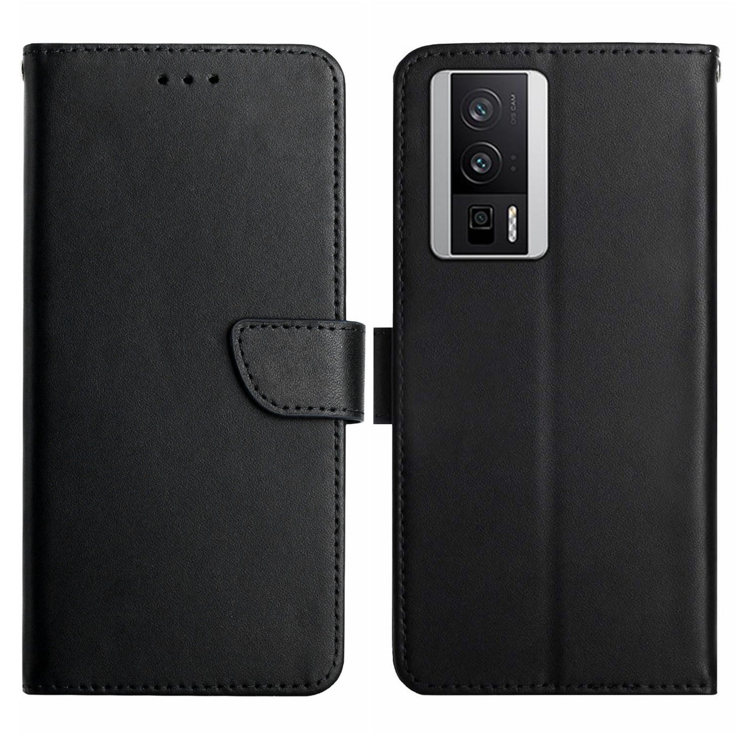 HT02 Wallet Phone Case for Xiaomi Poco F5 Pro 5G / Redmi K60 5G / K60 Pro 5G , Genuine Cow Leather Nappa Texture Stand Cover