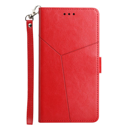 HT01 PU Leather Wallet Case for Xiaomi Poco F5 5G / Redmi Note 12 Turbo , Y-shaped Line Imprinted Stand Phone Cover