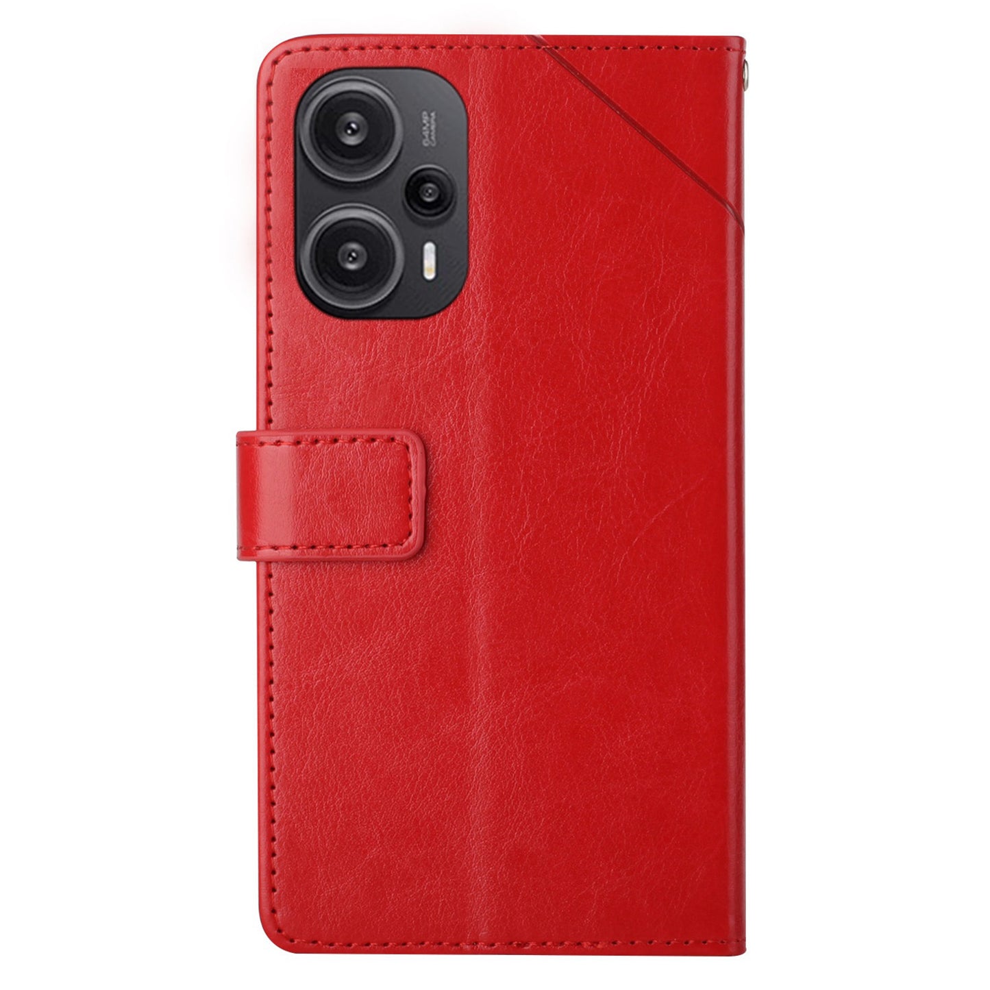 HT01 PU Leather Wallet Case for Xiaomi Poco F5 5G / Redmi Note 12 Turbo , Y-shaped Line Imprinted Stand Phone Cover