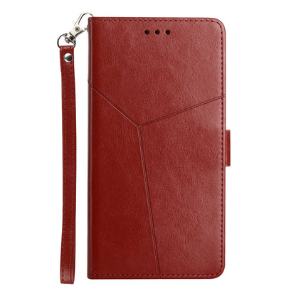 HT01 PU Leather Wallet Case for Xiaomi Poco F5 5G / Redmi Note 12 Turbo , Y-shaped Line Imprinted Stand Phone Cover