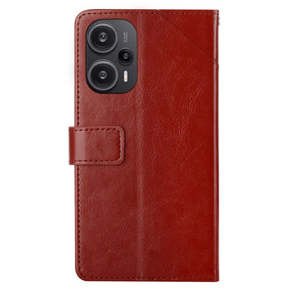 HT01 PU Leather Wallet Case for Xiaomi Poco F5 5G / Redmi Note 12 Turbo , Y-shaped Line Imprinted Stand Phone Cover