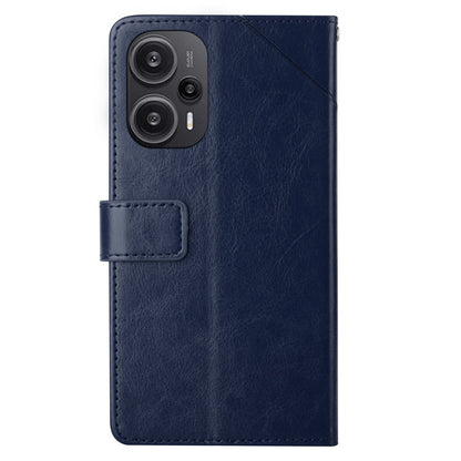 HT01 PU Leather Wallet Case for Xiaomi Poco F5 5G / Redmi Note 12 Turbo , Y-shaped Line Imprinted Stand Phone Cover