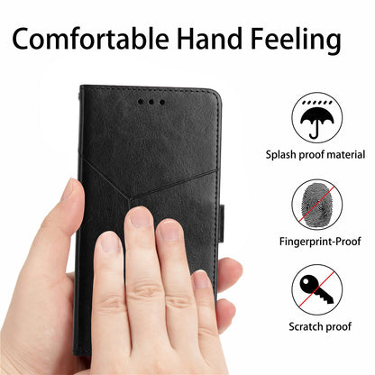 HT01 PU Leather Wallet Case for Xiaomi Poco F5 5G / Redmi Note 12 Turbo , Y-shaped Line Imprinted Stand Phone Cover