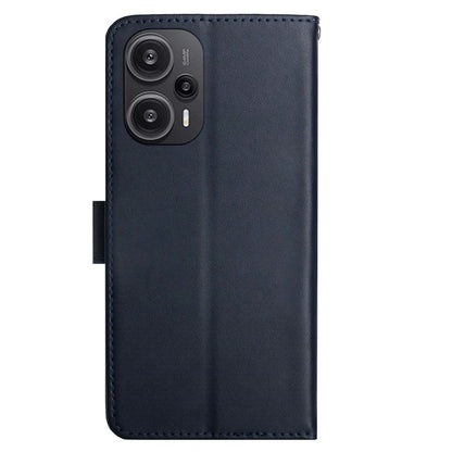 HT02 Stand Phone Case for Xiaomi Poco F5 5G / Redmi Note 12 Turbo , Genuine Cow Leather Nappa Texture Wallet Flip Cover