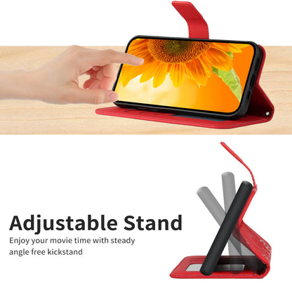 HT04 Wallet Phone Case for Xiaomi Poco F5 5G / Redmi Note 12 Turbo , PU Leather Sunflower Pattern Stand Cover with Hand Strap
