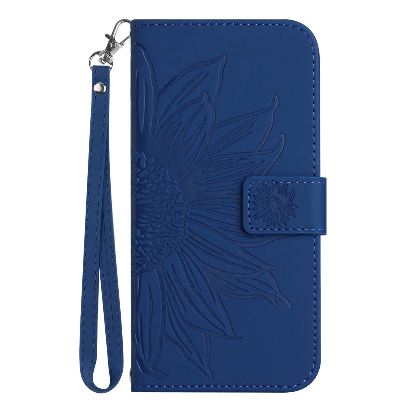 HT04 Wallet Phone Case for Xiaomi Poco F5 5G / Redmi Note 12 Turbo , PU Leather Sunflower Pattern Stand Cover with Hand Strap