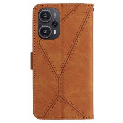 HT05 PU Leather Flip Cover for Xiaomi Poco F5 5G / Redmi Note 12 Turbo , Stand Wallet Imprinted Line Phone Case