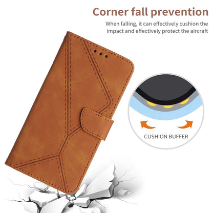 HT05 PU Leather Flip Cover for Xiaomi Poco F5 5G / Redmi Note 12 Turbo , Stand Wallet Imprinted Line Phone Case