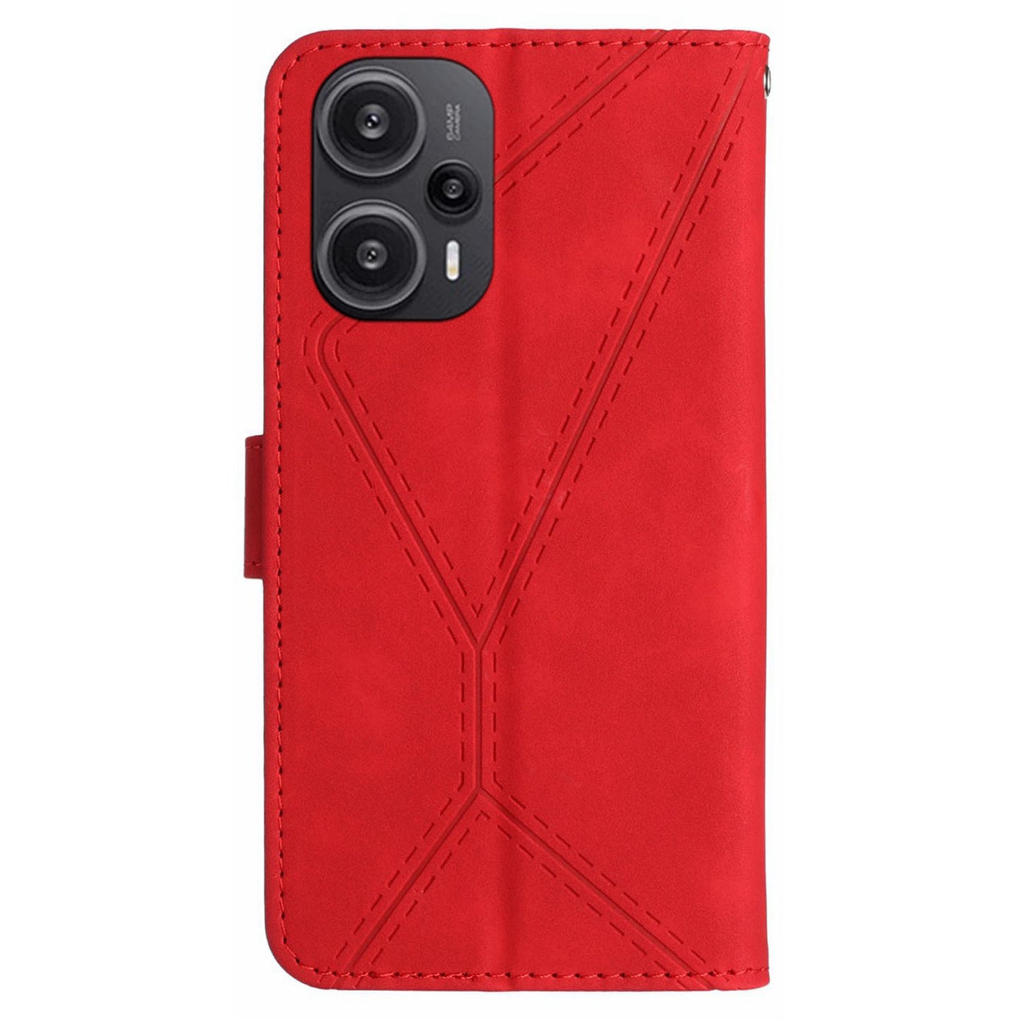 HT05 PU Leather Flip Cover for Xiaomi Poco F5 5G / Redmi Note 12 Turbo , Stand Wallet Imprinted Line Phone Case