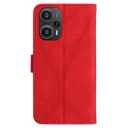 HT05 PU Leather Flip Cover for Xiaomi Poco F5 5G / Redmi Note 12 Turbo , Stand Wallet Imprinted Line Phone Case