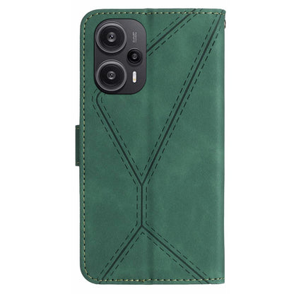 HT05 PU Leather Flip Cover for Xiaomi Poco F5 5G / Redmi Note 12 Turbo , Stand Wallet Imprinted Line Phone Case