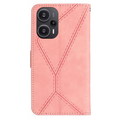 HT05 PU Leather Flip Cover for Xiaomi Poco F5 5G / Redmi Note 12 Turbo , Stand Wallet Imprinted Line Phone Case