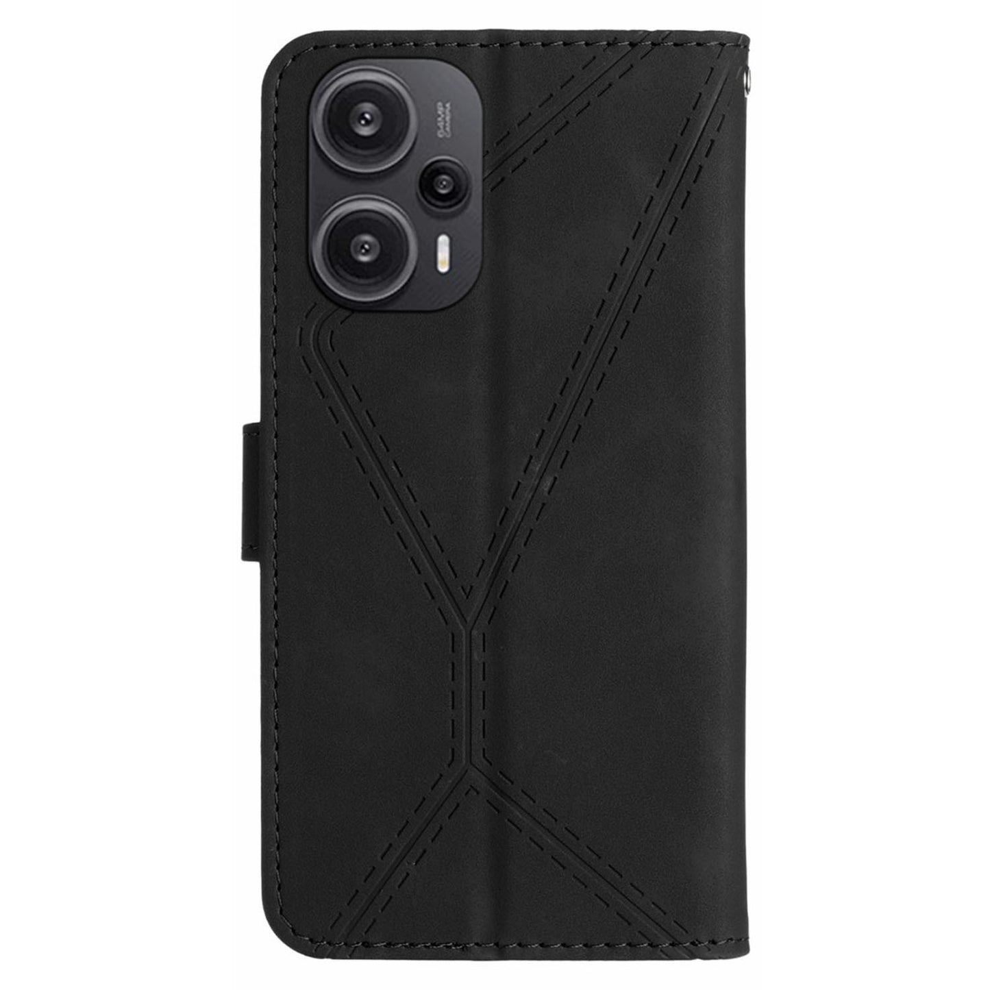 HT05 PU Leather Flip Cover for Xiaomi Poco F5 5G / Redmi Note 12 Turbo , Stand Wallet Imprinted Line Phone Case