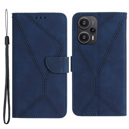 HT05 PU Leather Flip Cover for Xiaomi Poco F5 5G / Redmi Note 12 Turbo , Stand Wallet Imprinted Line Phone Case