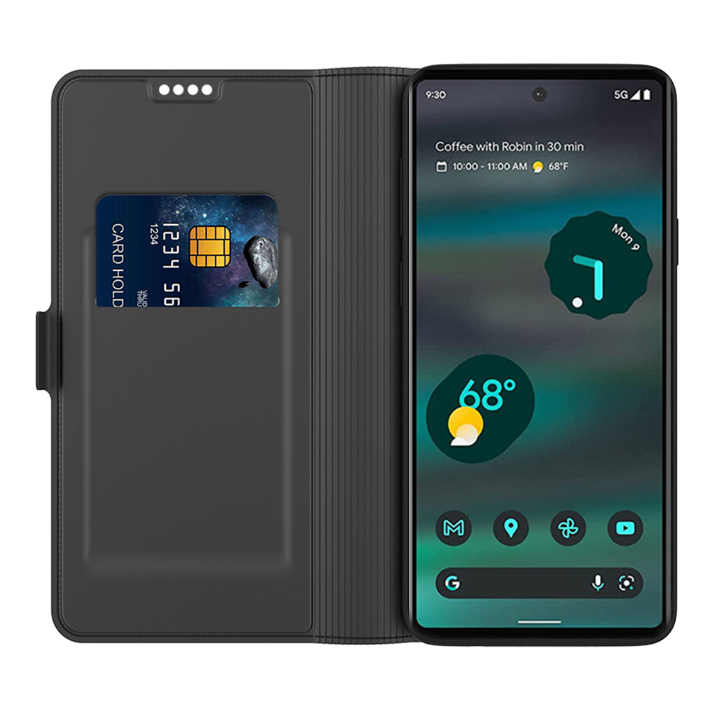 Card Holder Phone Case for Google Pixel 7a , PU Leather + TPU Full Protection Stand Cover