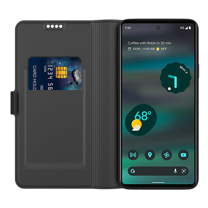 Card Holder Phone Case for Google Pixel 7a , PU Leather + TPU Full Protection Stand Cover