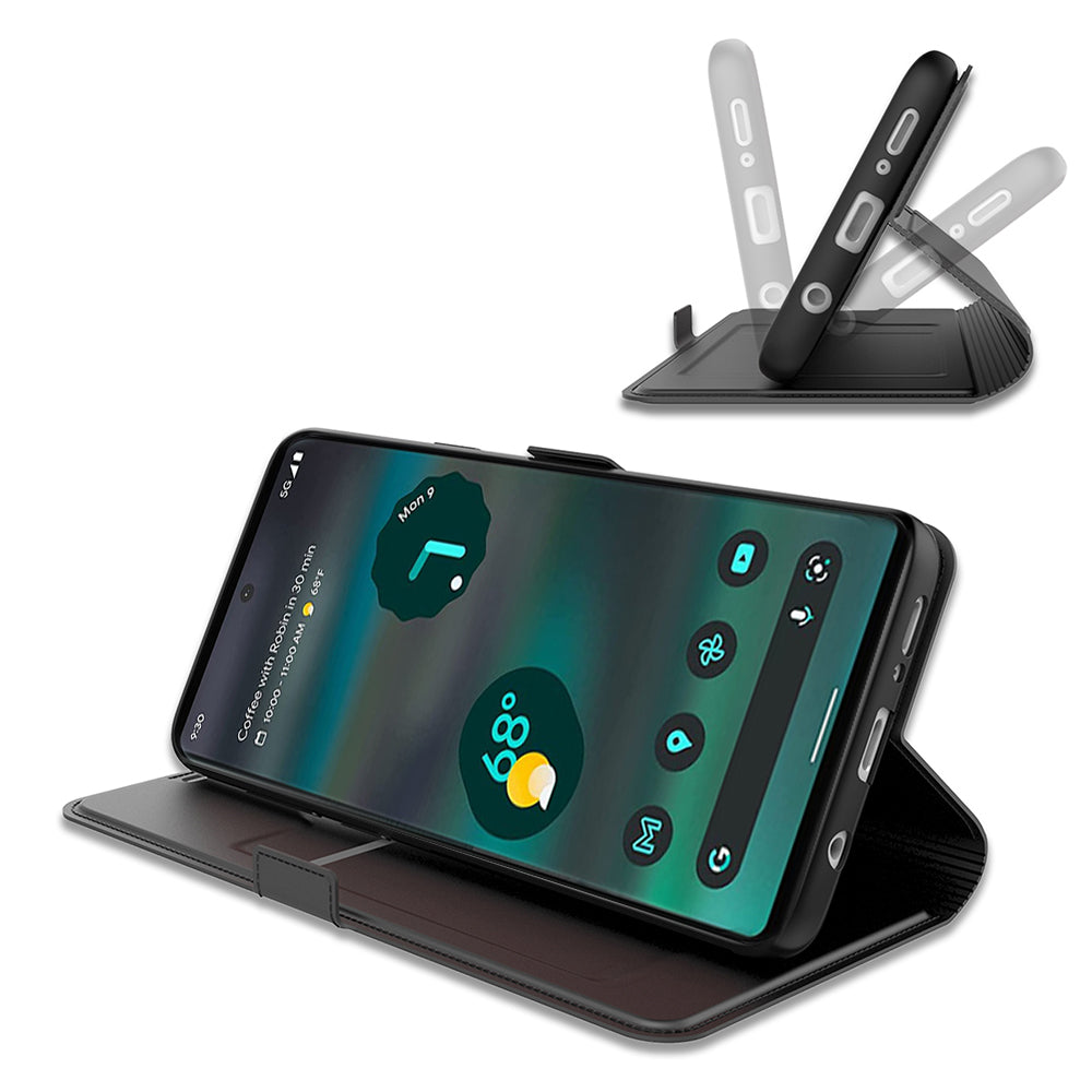 Card Holder Phone Case for Google Pixel 7a , PU Leather + TPU Full Protection Stand Cover