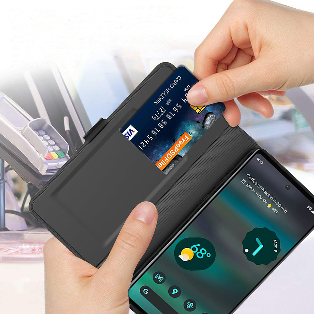 Card Holder Phone Case for Google Pixel 7a , PU Leather + TPU Full Protection Stand Cover