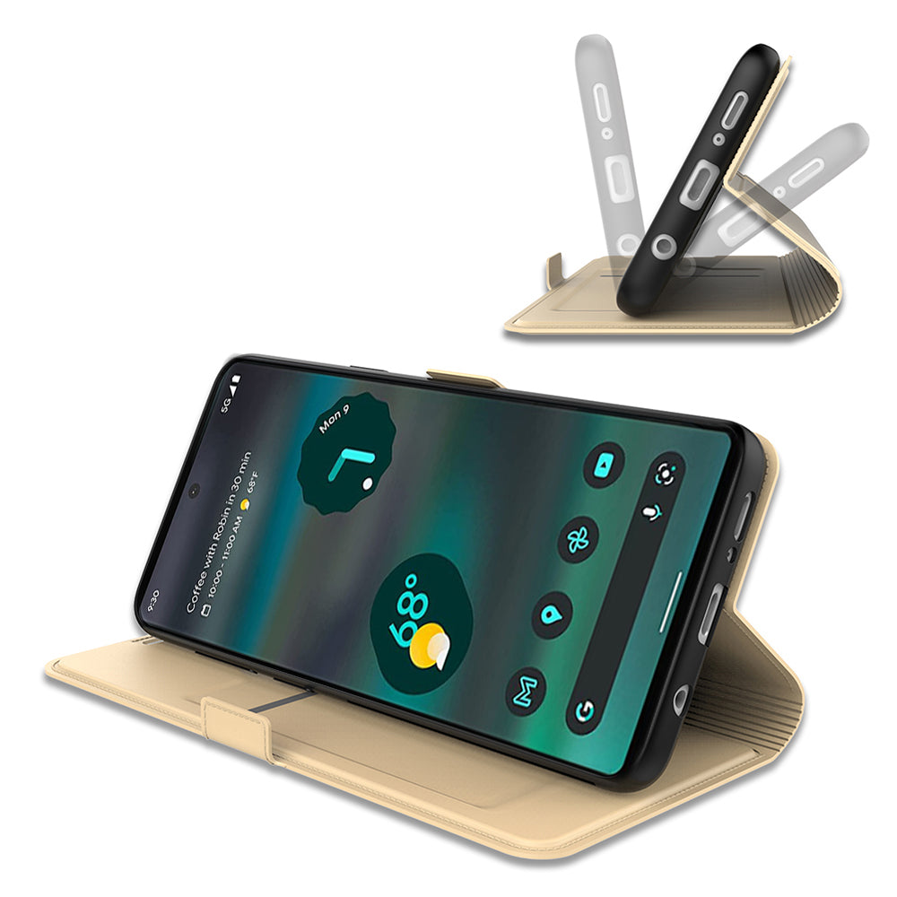 Card Holder Phone Case for Google Pixel 7a , PU Leather + TPU Full Protection Stand Cover