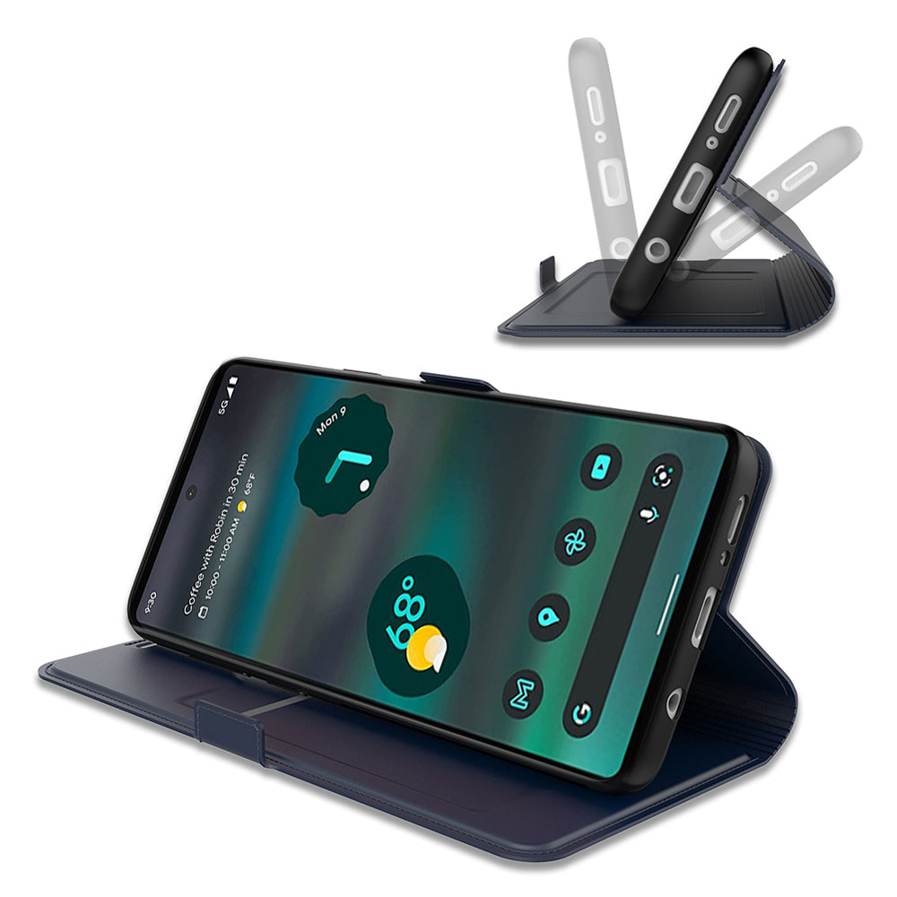 Card Holder Phone Case for Google Pixel 7a , PU Leather + TPU Full Protection Stand Cover