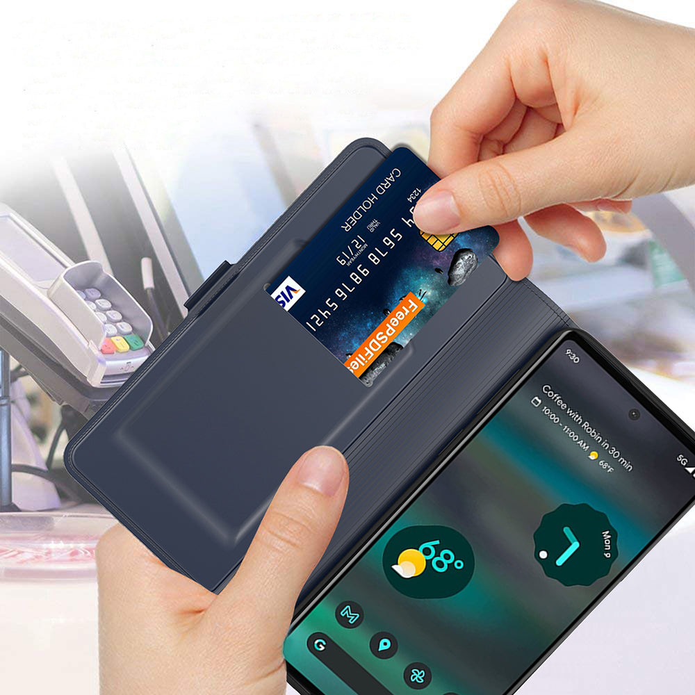 Card Holder Phone Case for Google Pixel 7a , PU Leather + TPU Full Protection Stand Cover