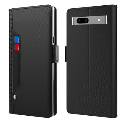For Google Pixel 7a Phone Stand Case Card Holder Leather Phone Cover with Mirror Design