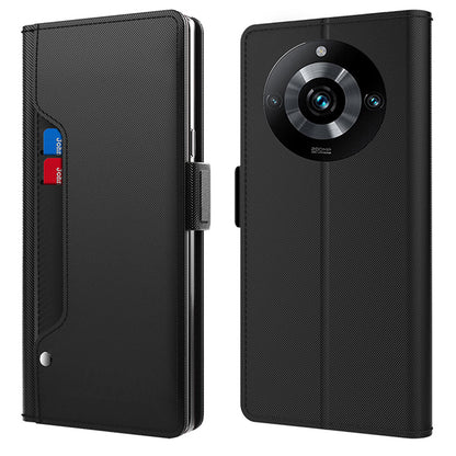 For Realme 11 5G (China) Card Holder Leather Case Mirror Design Stand Protective Phone Cover