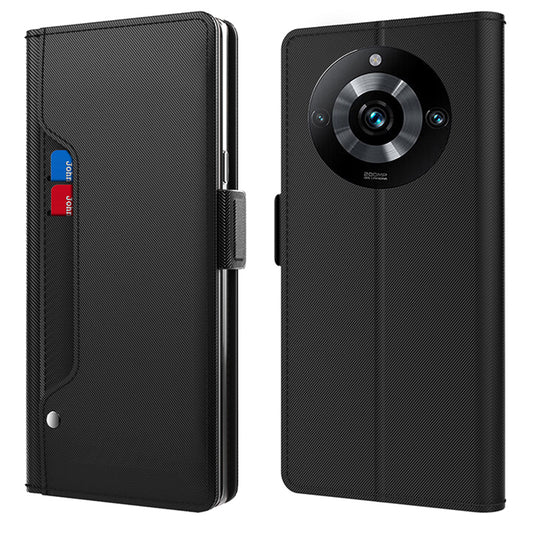 For Realme 11 5G (China) Card Holder Leather Case Mirror Design Stand Protective Phone Cover