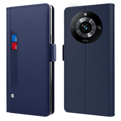 For Realme 11 5G (China) Card Holder Leather Case Mirror Design Stand Protective Phone Cover