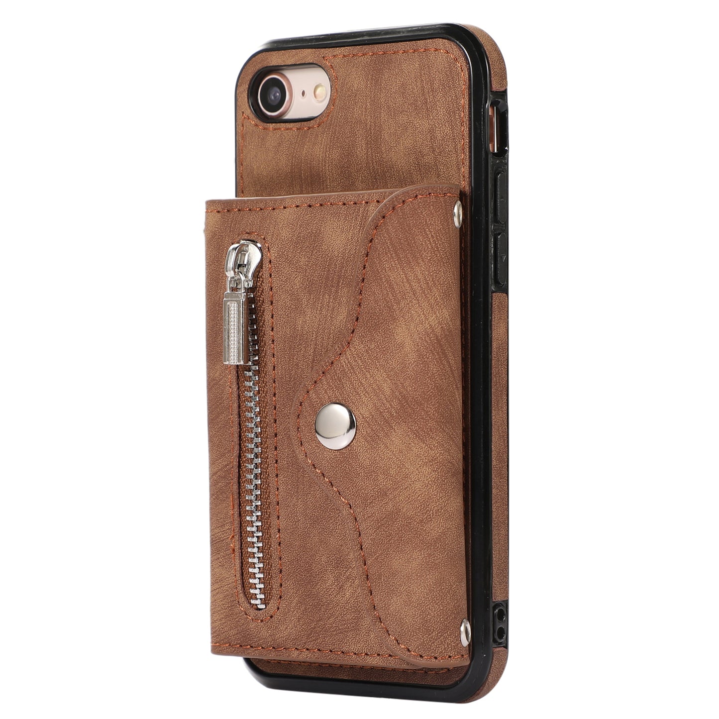 For iPhone 7 / 8 / SE (2020) / SE (2022) RFID Blocking Card Bag Phone Case Kickstand PU Leather+TPU Cover