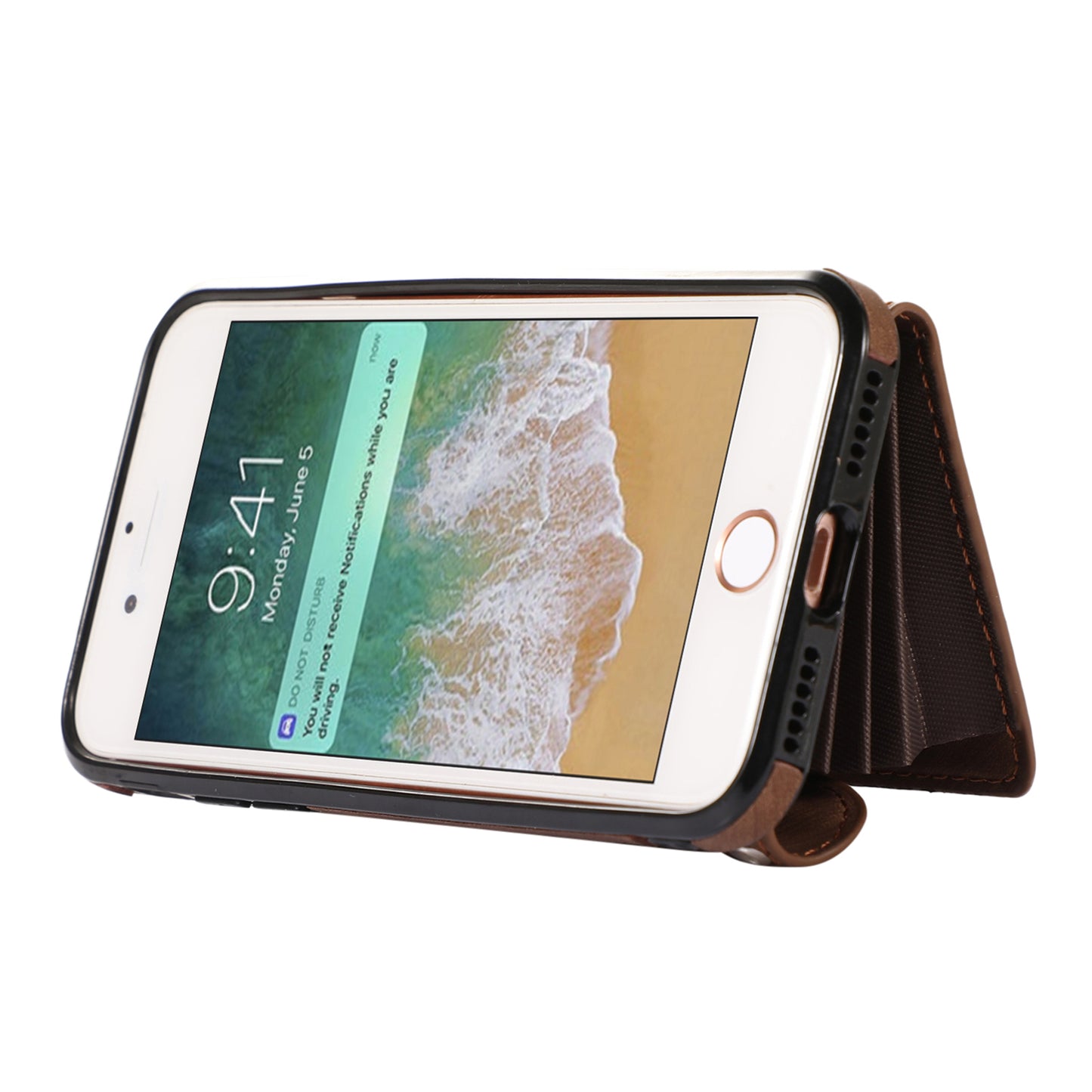 For iPhone 7 / 8 / SE (2020) / SE (2022) RFID Blocking Card Bag Phone Case Kickstand PU Leather+TPU Cover