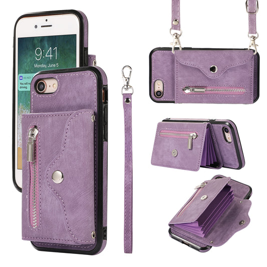 For iPhone 7 / 8 / SE (2020) / SE (2022) RFID Blocking Card Bag Phone Case Kickstand PU Leather+TPU Cover