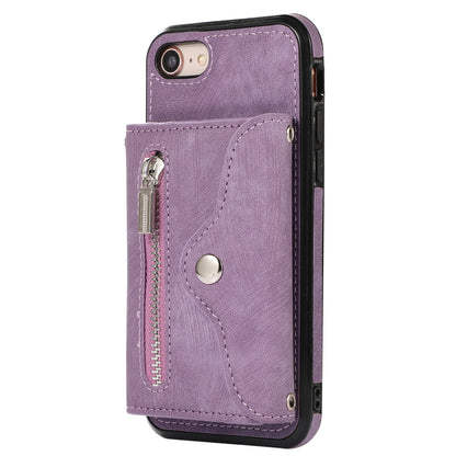 For iPhone 7 / 8 / SE (2020) / SE (2022) RFID Blocking Card Bag Phone Case Kickstand PU Leather+TPU Cover