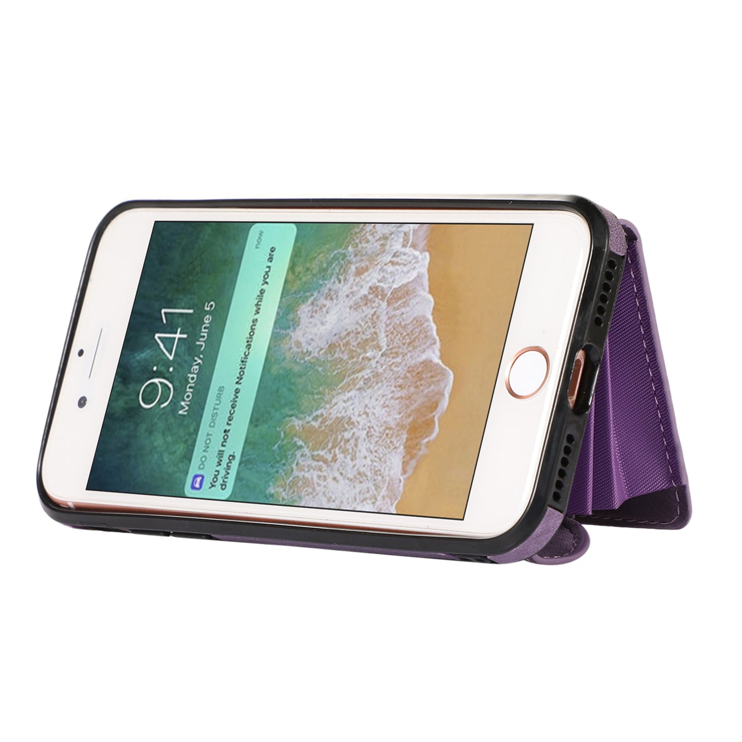 For iPhone 7 / 8 / SE (2020) / SE (2022) RFID Blocking Card Bag Phone Case Kickstand PU Leather+TPU Cover