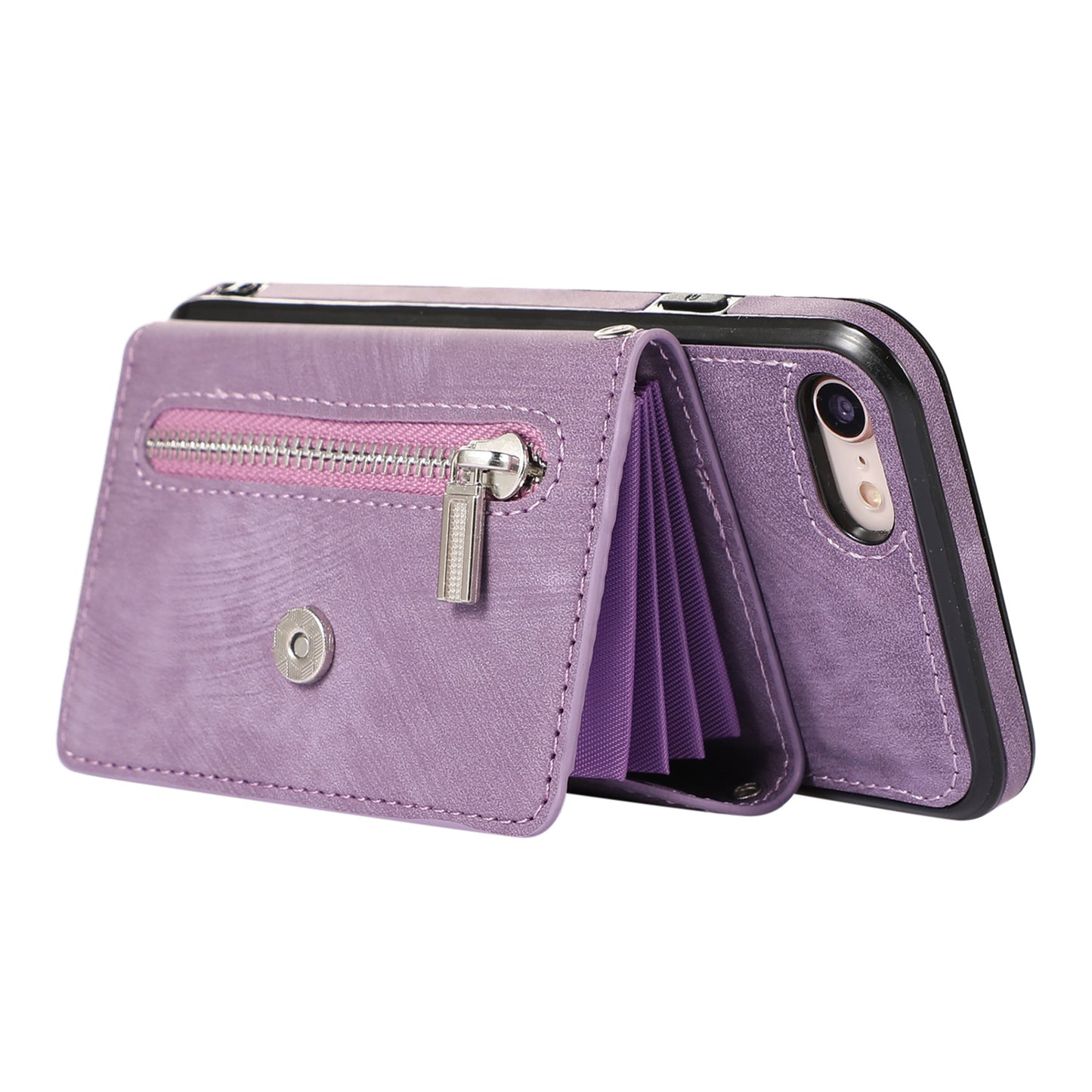 For iPhone 7 / 8 / SE (2020) / SE (2022) RFID Blocking Card Bag Phone Case Kickstand PU Leather+TPU Cover