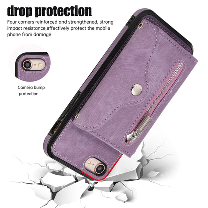 For iPhone 7 / 8 / SE (2020) / SE (2022) RFID Blocking Card Bag Phone Case Kickstand PU Leather+TPU Cover