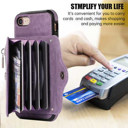 For iPhone 7 / 8 / SE (2020) / SE (2022) RFID Blocking Card Bag Phone Case Kickstand PU Leather+TPU Cover