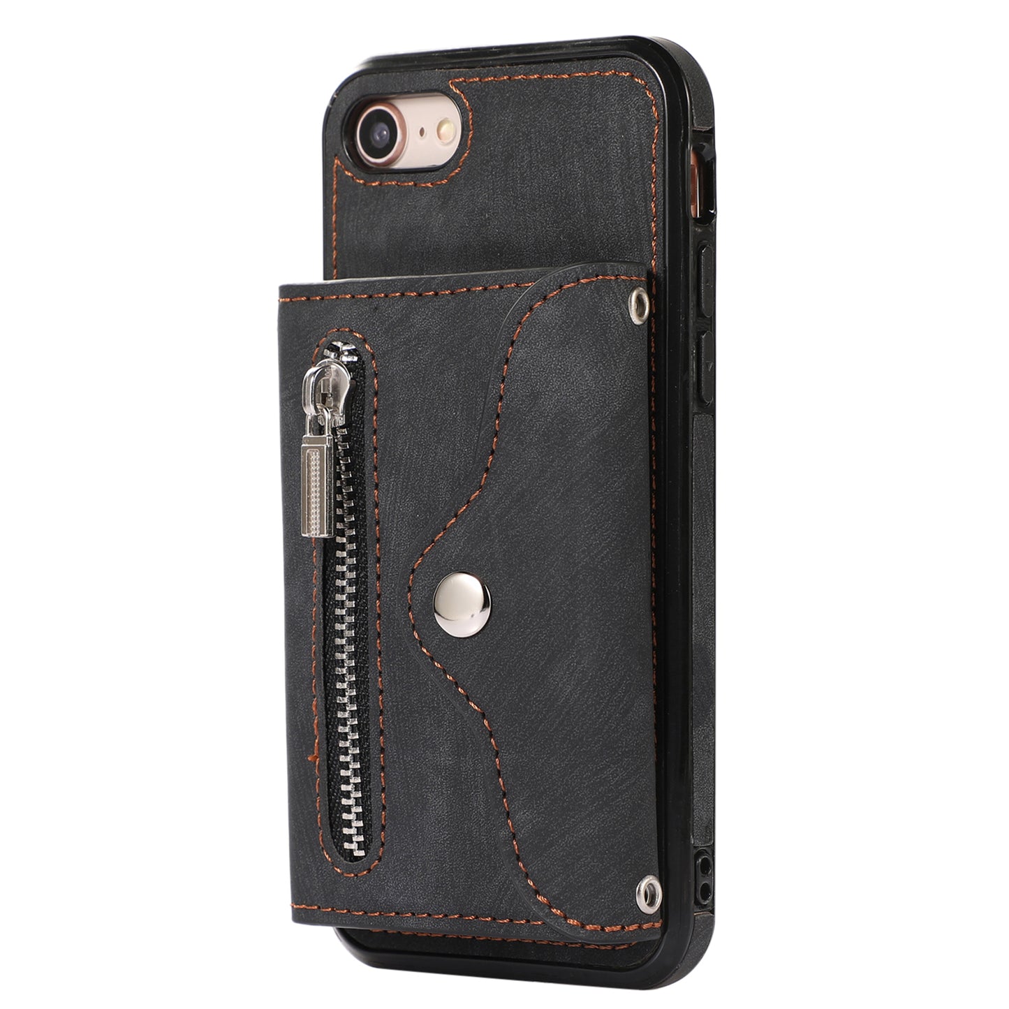 For iPhone 7 / 8 / SE (2020) / SE (2022) RFID Blocking Card Bag Phone Case Kickstand PU Leather+TPU Cover