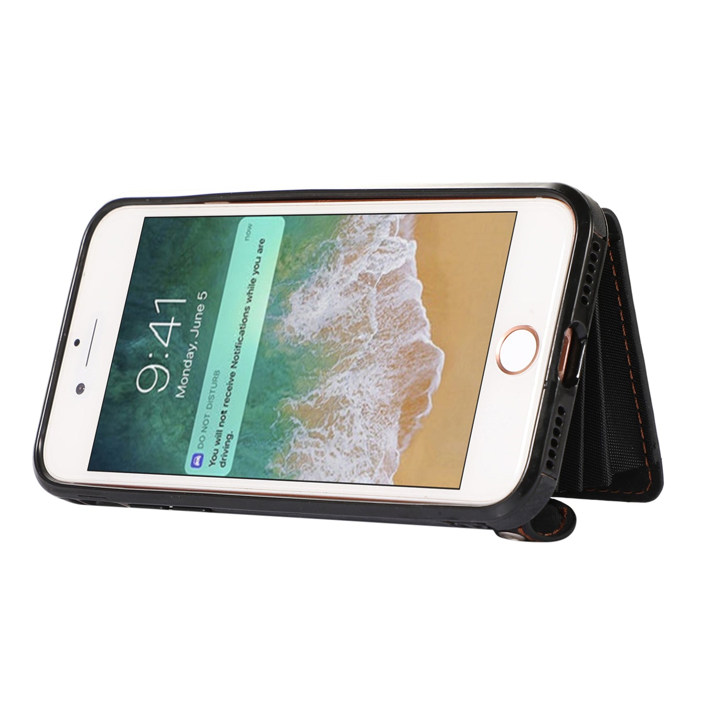 For iPhone 7 / 8 / SE (2020) / SE (2022) RFID Blocking Card Bag Phone Case Kickstand PU Leather+TPU Cover