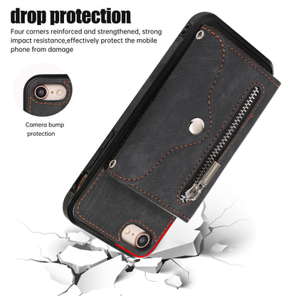 For iPhone 7 / 8 / SE (2020) / SE (2022) RFID Blocking Card Bag Phone Case Kickstand PU Leather+TPU Cover